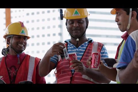 Coca Cola used drones to deliver drinks and messages from the people of Singapore to migrant construction workers